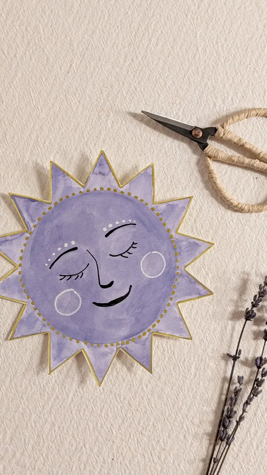 Small watercolor harvest suns with hand-drawn faces