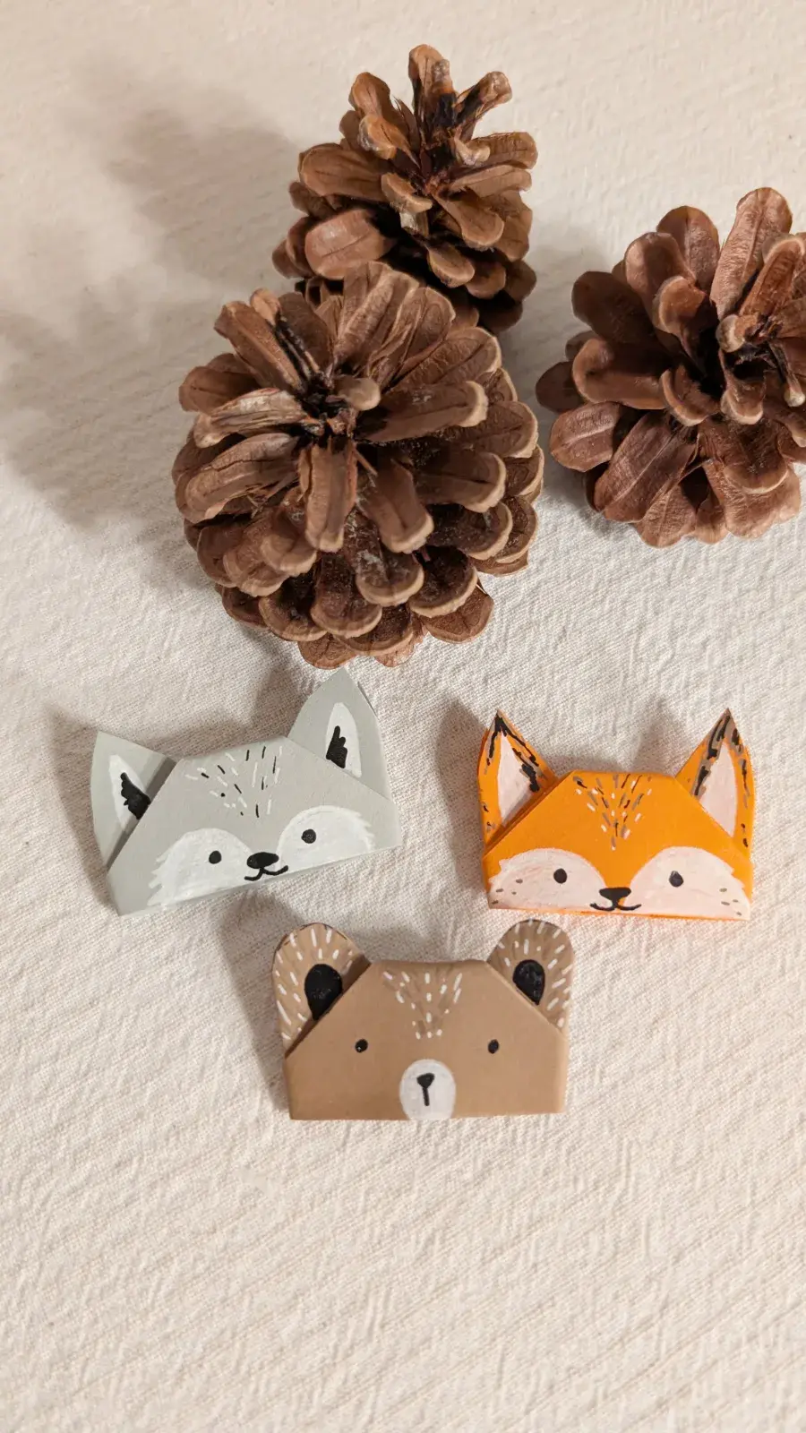 Paper finger puppets shaped like woodland animals